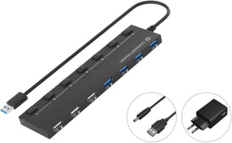 Conceptronic HUBBIES09BP - USB Hub 7-in-1 - Zwart