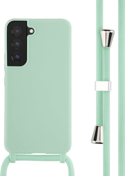 iMoshion Hoesje Geschikt voor Samsung Galaxy S22 Hoesje Met Koord - iMoshion Siliconen hoesje met koord - Mintgroen