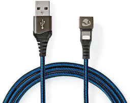 Nedis GCTB39300AL10 - Data- en oplaadkabel - 180° draaibare aansluiting - Blauw Zwart