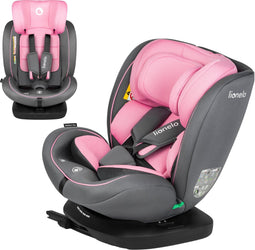 Lionelo Bastiaan - i-Size Autostoeltje 4in1 - 360° Draaibaar - ISOFIX & Top Tether - Groep 0-1-2-3 (40-150 cm) - SideProtect - Memory Foam Hoofdsteun - RWF & FWF - Verstelbare Hoofdsteun & Rugleuning - DriSeat Luchtcirculatie - Grijs/Roze