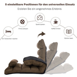 Coast vloerstoel - opvouwbare vloerlounder - 5-weg verstelbare rugleuning - bruin