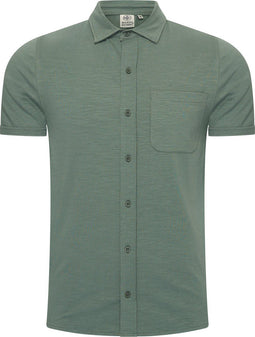Mario Russo Korte Mouwen Overhemd - Polo Shirt Heren - Lucht doorlatend - Eend Groen