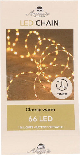 Anna's Collection Draadverlichting - koper - 66 led lampjes - klassiek warm wit - 1 m - lichtsnoer - koperdraad