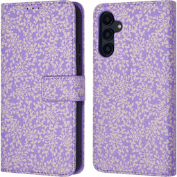 iMoshion Hoesje Geschikt voor Samsung Galaxy A54 (5G) Hoesje Met Pasjeshouder - iMoshion Design Bookcase smartphone - Meerkleurig / Purple White Flowers