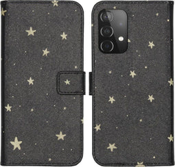 iMoshion Hoesje Geschikt voor Samsung Galaxy A52 (5G) / A52s / A52 (4G) Hoesje Met Pasjeshouder - iMoshion Design Softcase Bookcase - Meerkleurig / Stars Gold