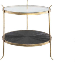 PTMD Tylo Ronde Bijzettafel - 55x54x53 cm - Metaal - Zwart/Goud