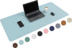 WURK Bureau Onderlegger - Kunstleer - XXL Muismat met Kabel Clip - Baby Blauw - 120x60