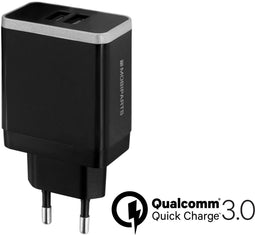 Mobiparts Quick Charge - Wandlader Dual USB 4.6A - Snellaadfunctie - Zwart