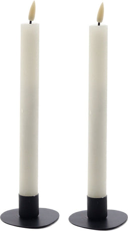 Ivoor witte LED dinerkaars 24,5 cm - set van 2