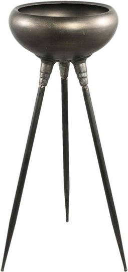 PTMD Genesis Black Metal Planter 3 Feet Round High S