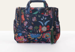 Oilily Amelie Sits bloemenprint Toilettas met haak Black Iris Waterdicht met Spiegeltje Donker Blauw