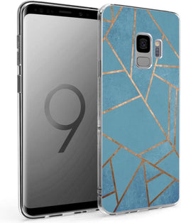 iMoshion Hoesje Geschikt voor Samsung Galaxy S9 Hoesje Siliconen - iMoshion Design hoesje - Blauw / Meerkleurig / Goud / Blue Graphic