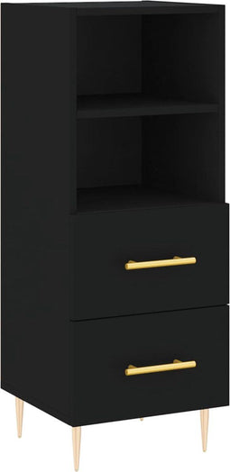 vidaXL - Dressoir - 34,5x34x90 - cm - bewerkt - hout - zwart