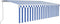 vidaXL - Luifel - handmatig - uittrekbaar - met - rolgordijn - LED - 5x3 - m - blauw - wit