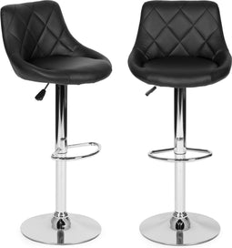 Barkruk met rugleuning - draaibaar - 60-80 cm - zwart gestikt