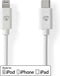 Lightning Kabel - USB 2.0 - Apple Lightning 8-Pins - USB-C Male - 480 Mbps - Vernikkeld - 1.00 m - Rond - PVC - Wit - Envelop