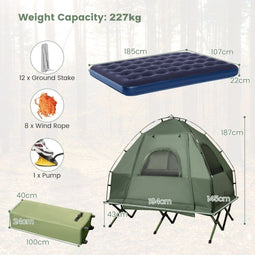 Coast Campingtent Coast 5-in-1 - Zonbescherming & Motregenbestendig - Incl. Opvouwbaar 2 Persoonsbed