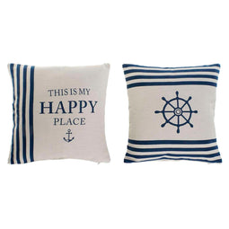 Kussen Home ESPRIT Wit Marineblauw 45 x 10 x 45 cm (2 Stuks)