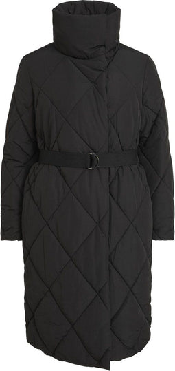 Vila Viwanas - Quilted Coat - Lichtgewicht met tailleriem - Zwart Dames Maat 40