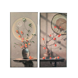 Home ESPRIT - Schilderij - Bruin Oranje Oriëntaals Vaas 80 x 3,5 x 160 cm (2 stuks)