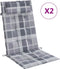 vidaXL - Stoelkussens - 2 - st - hoge - rug - ruitpatroon - oxford - stof - grijs
