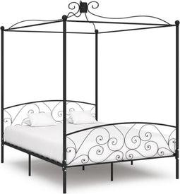 vidaXL - Hemelbedframe - metaal - zwart - 180x200 - cm