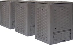 vidaXL - Compostbakken - 3 - st - 900 - L - 60x60x83 - cm - kunststof - rattan - bruin