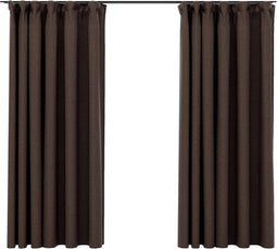 vidaXL - Gordijnen - linnen-look - verduisterend - haken - 2 - st - 140x175 - cm - taupe