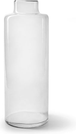 Jodeco Bloemenvaas Willem - helder transparant - glas - 11,5 x 32 cm - fles vorm vaas