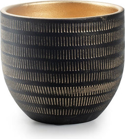 Jodeco Plantenpot/bloempot Beau - zwart/goud - keramiek - D14 x H16 cm - hotel chique