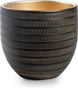 Jodeco Plantenpot/bloempot Beau - zwart/goud - keramiek - D20 x H18 cm - hotel chique