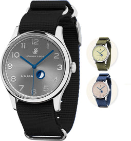 Johnny Loco Luna - Horloge Heren - Roestvrij Stalen Kast - Mineraal Kristal - 41,3mm - Waterdicht tot op 100M - Silver