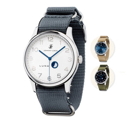 Johnny Loco Luna I - Horloge Heren - Roestvrij Stalen Kast - Saffierkristal - 41,3mm - Waterdicht tot op 100M - Chalk