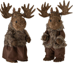 J-Line figuur Eland Staand Stro - textiel - bruin - large - 2 stuks