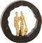 J-Line decoratie Figuur Familie - hout/aluminium - zwart/goud - large