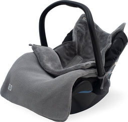 Jollein - Voetenzak voor Autostoel & Kinderwagen (Stone Grey) - Basic Knit - Katoen - Polyester - Footmuff Kinderwagen of Autostoel - 42x82cm