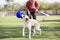 Jolly Pets Jolly Soccer Ball Ø 20 cm – Stevig Hondenspeelgoed – Apporteerspeelgoed met vanillegeur – Drijvend honden speelgoed – Licht Blauw
