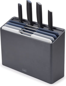 Joseph Joseph - Folio Plus 4 Snijplanken in Houder en 4 Messen Graphite - Polypropyleen - Grijs