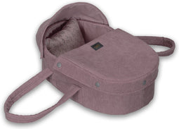 Corduroy poppenreiswieg met dekenset 35 cm Lavendel