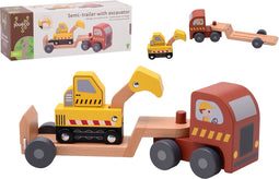 Joueco Houten Oplegger met Graafmachine.