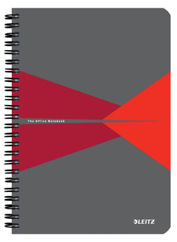 Leitz Office Notitieboek A5 Gelijnd - met PP Omslag - 80 Grams Papier - Rood