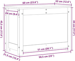 vidaXL - Opbergbox - zwart - 60x32x45,5 - cm - massief - grenenhout