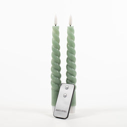Annas collection - 2Pcs Jade Green Swirl Rustic Wax Taper Candle 23Cm 3D W