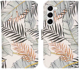 iMoshion Hoesje Geschikt voor Samsung Galaxy S23 Hoesje Met Pasjeshouder - iMoshion Design Softcase Bookcase - Goud / Glamour Botanic