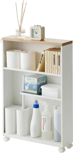 Yamazaki Tower - Badkamer Trolley - Houten bovenblad - Wit