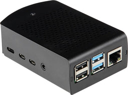 Joy-it rb-alucasep4+06 SBC-behuizing Geschikt voor serie: Raspberry Pi Met bevestigingslasplaat Zwart