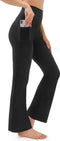 JOYSPELS bootcut yogabroek met zijzakken voor dames, bootleg yogabroek buikcontrole, hoog getailleerde yogabroek geschikt voor kantoor, sportschool, casual, joggen, yoga - maat L