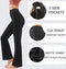 JOYSPELS bootcut yogabroek met zijzakken voor dames, bootleg yogabroek buikcontrole, hoog getailleerde yogabroek geschikt voor kantoor, sportschool, casual, joggen, yoga - maat L