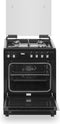 Fitelli FG6001 - Gasfornuis 60cm - Elektrische oven 66L met grillfunctie - Zwart