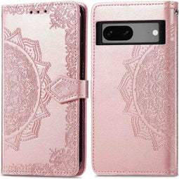 imoshion Hoesje Geschikt voor Google Pixel 7a Hoesje Met Pasjeshouder - imoshion Mandala Bookcase - Rosé Goud